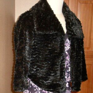 Black Faux Vegan Fur Cropped Jacket By JOLT Sz L